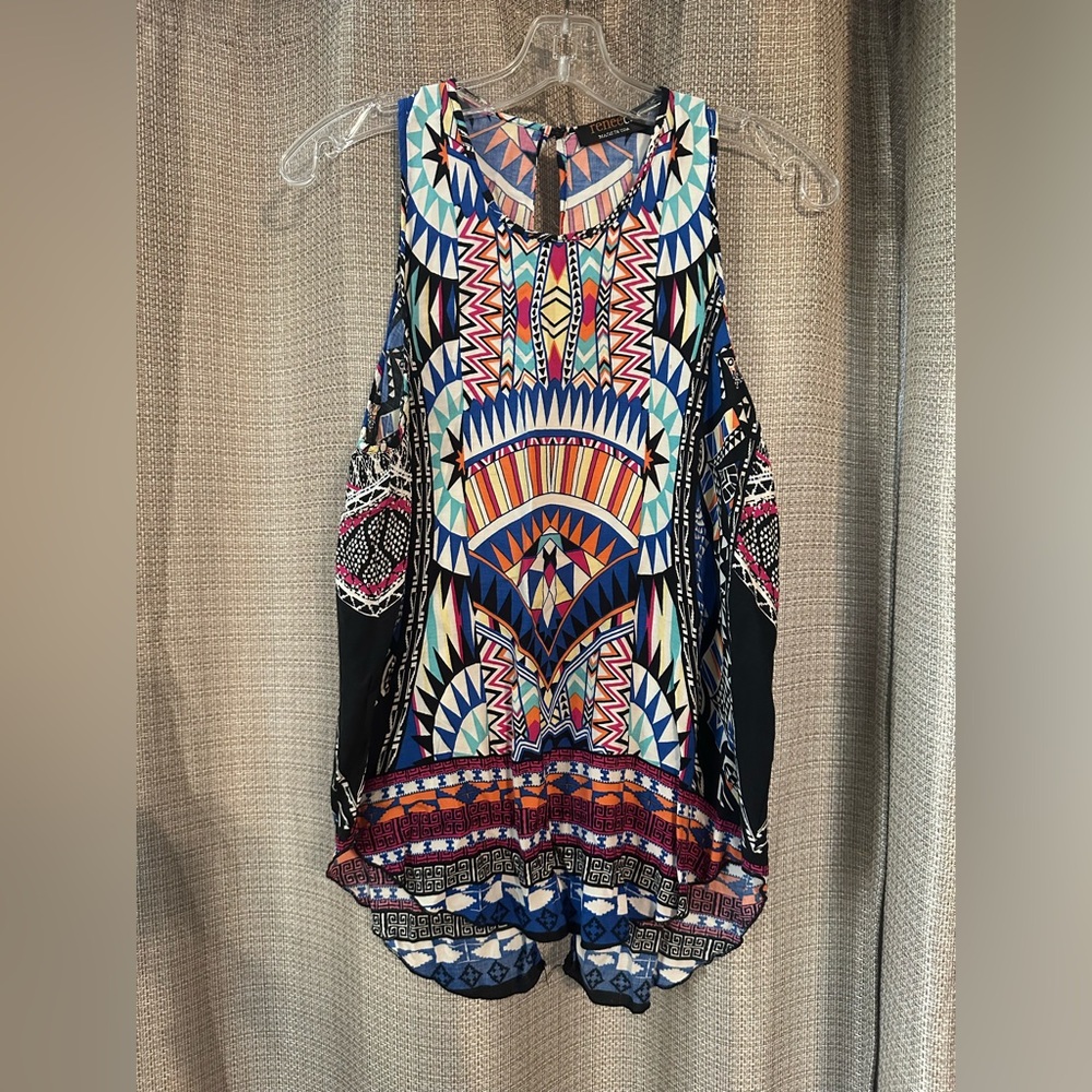 Renee C. Colorful Geometric Tank Top